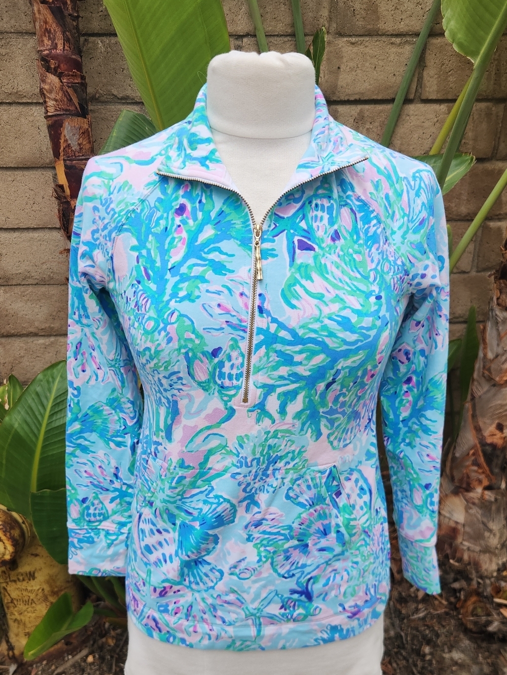 Lilly Pulitzer Skipper Popover Quarter Zip Amethyst Tint Craysea Print Xxs
